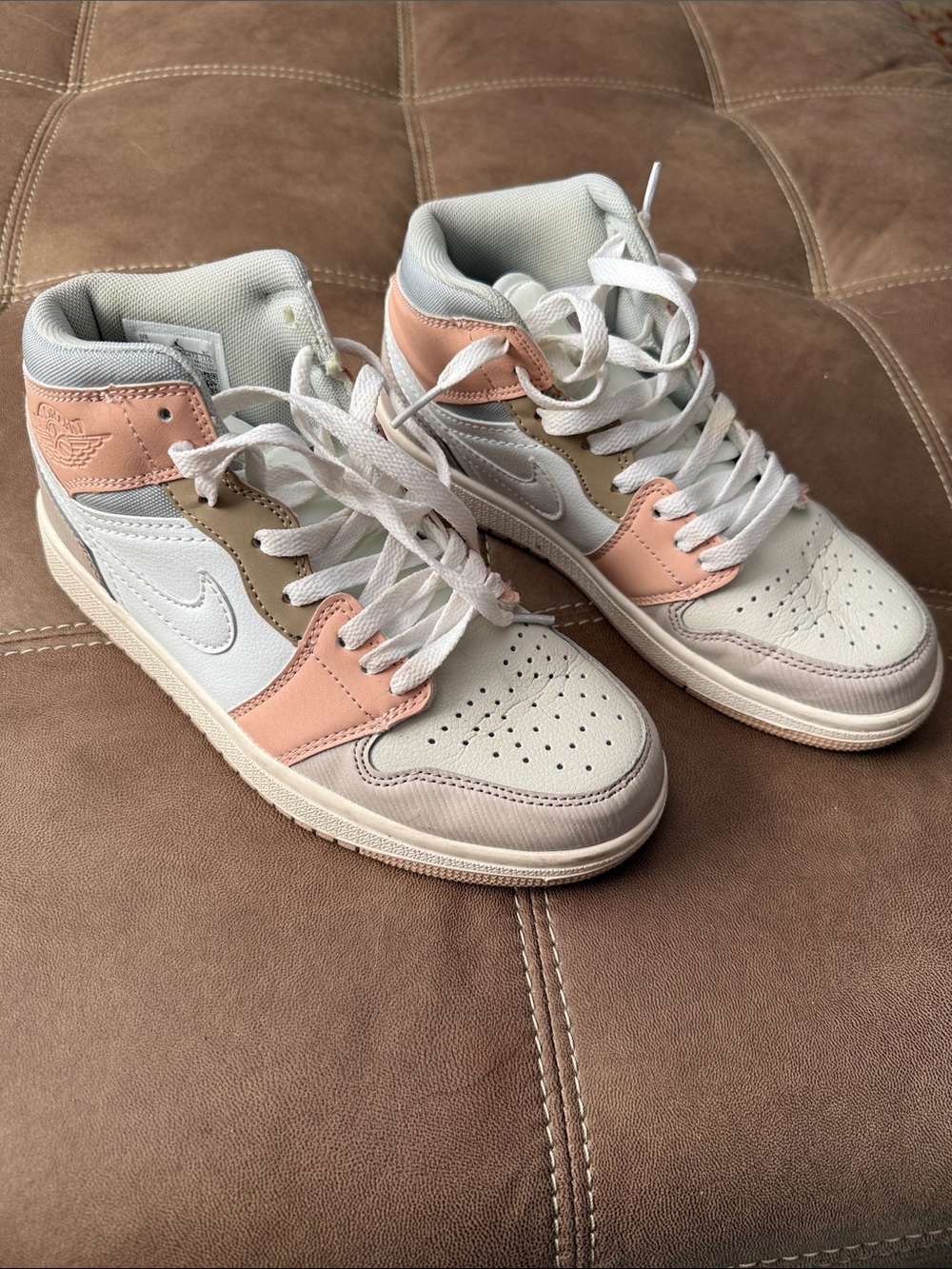 Women's Pink & White High-Top Sneakers - Nike Air